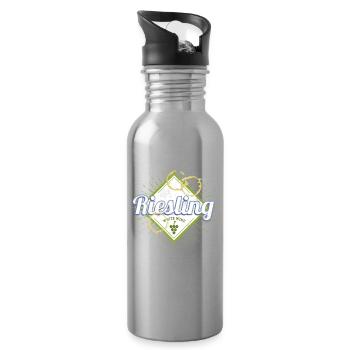 Riesling Vintage Design mit Rebe für Weintrinker - Trinkflasche mit integriertem Trinkhalm - Lightsilver - Rechts