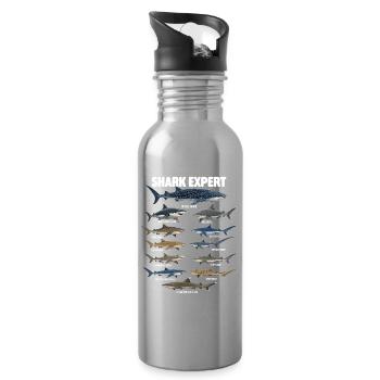 Expert en requins Humour en biologie marine océanique - Gourde avec paille intégrée - argent clair - Droite
