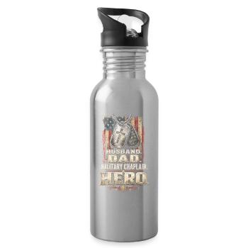 Chaplain, cleric, pastor - Water bottle with straw - silver - Right