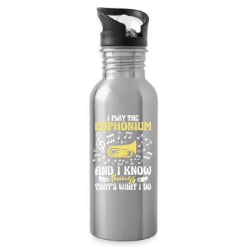 Ich spiele Euphonium und ich weiß Dinge - Trinkflasche mit integriertem Trinkhalm - Lightsilver - Rechts