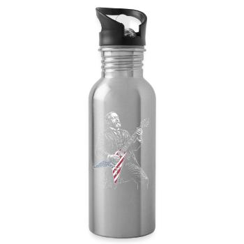 Benjamin Harrison Guitar Hero with Flag - Water bottle with straw - silver - Right