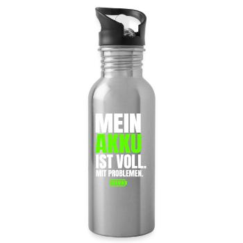 Mein Akku Ist Voll Mit Problemen - Trinkflasche mit integriertem Trinkhalm - Lightsilver - Rechts