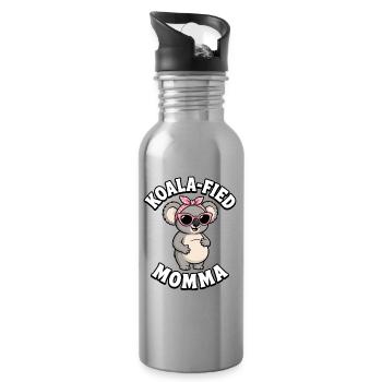 Pregnant Koala Mom Funny Pregnancy - Water bottle with straw - silver - Right