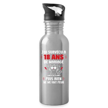 18 ans de mariage - Gourde avec paille intégrée - argent clair - Droite