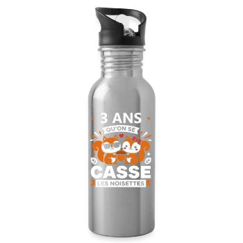 3 Ans Casse les Noisettes - Gourde avec paille intégrée - argent clair - Droite