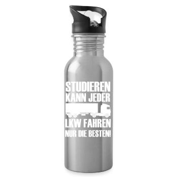 Studieren kann jeder LKW fahren nur die besten  - Trinkflasche mit integriertem Trinkhalm - Lightsilver - Rechts