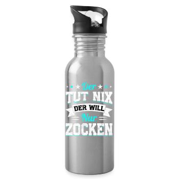 Der Tut Nix Der Will Nur Zocken - Trinkflasche mit integriertem Trinkhalm - Lightsilver - Rechts