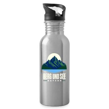 Berg und See Bayern Mountain Lake Bavaria Heimatli - Trinkflasche mit integriertem Trinkhalm - Lightsilver - Rechts