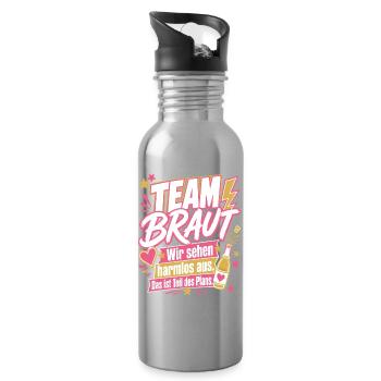 Team Braut, Teil des Plans - Trinkflasche mit integriertem Trinkhalm - Lightsilver - Rechts