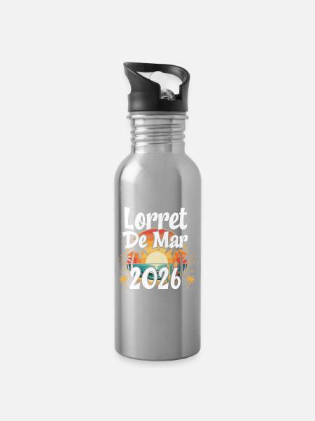 Lloret De Mar 2026 - Trinkflasche mit integriertem Trinkhalm - Lightsilver