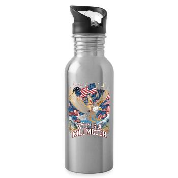 American Eagle Rider Kilometermeme - Water bottle with straw - silver - Right