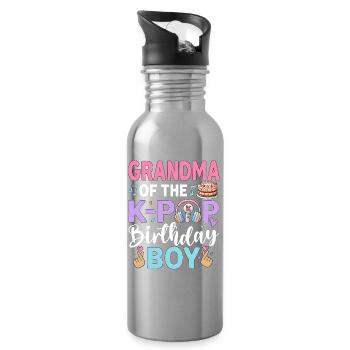 Grandma of The K-Pop Birthday Boy - Water bottle with straw - silver - Right