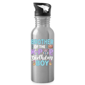 Brother of The K-Pop Birthday Boy - Water bottle with straw - silver - Right