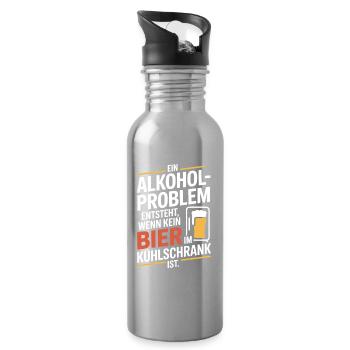 Bier Spruch Alkohol Problem Männerabend JGA Herren - Trinkflasche mit integriertem Trinkhalm - Lightsilver - Rechts