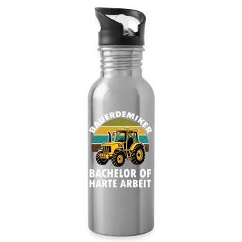 Landwirt Akademiker Bachalor of harte Arbeit  - Trinkflasche mit integriertem Trinkhalm - Lightsilver - Rechts