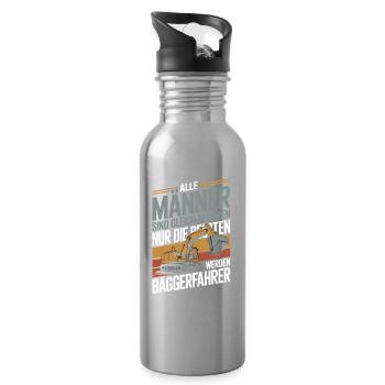  Alle Männer Sind Gleich Geboren Nur Die Besten - Trinkflasche mit integriertem Trinkhalm - Lightsilver - Rechts