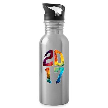9 ANS 2017 9E ANNIVERSAIRE - Gourde avec paille intégrée - argent clair - Droite