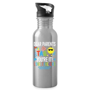 Chers parents, étiquette, tu es tout Tee - Gourde avec paille intégrée - argent clair - Droite