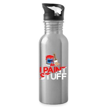 I Paint Stuff Painter Logo - Trinkflasche mit integriertem Trinkhalm - Lightsilver - Rechts