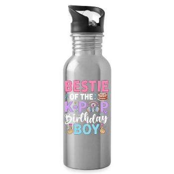Bestie of The K-Pop Birthday Boy - Water bottle with straw - silver - Right
