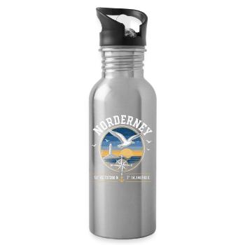 Norderney Coastal Compass Sunset - Water bottle with straw - silver - Right