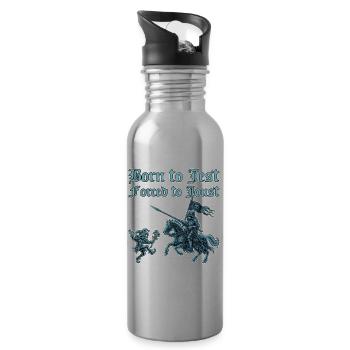 Born to Jest, Forced to Joust - Trinkflasche mit integriertem Trinkhalm - Lightsilver - Rechts