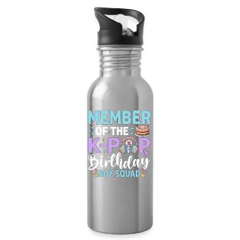 Member Of The K-Pop Birthday Boy Crew - Water bottle with straw - silver - Right