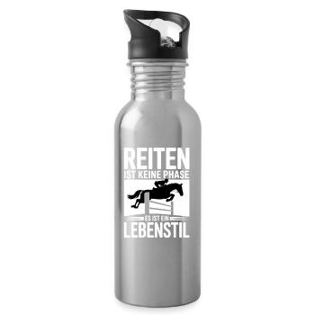  Reiten Ist Keine Phase Es Ist Ein Lebenstil Pferd - Trinkflasche mit integriertem Trinkhalm - Lightsilver - Rechts