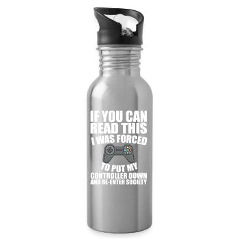 Gezwungen, wieder in die Gesellschaft einzutreten - Trinkflasche mit integriertem Trinkhalm - Lightsilver - Rechts