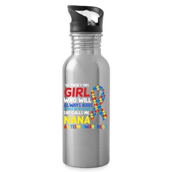 Nana Autismus-Aufklärungsband Zitat - Trinkflasche mit integriertem Trinkhalm - Lightsilver - Rechts