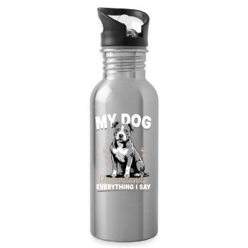 Pitbull Terrier Pittie Dog Breed - Water bottle with straw - silver - Right
