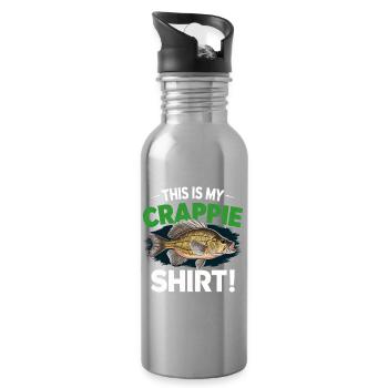 Crappie Shirt Spruch - Trinkflasche mit integriertem Trinkhalm - Lightsilver - Rechts