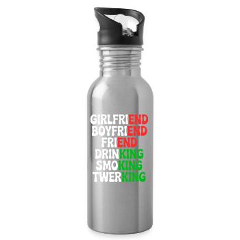 Ex Girlfriend King JGA Herren Single Party Malle - Trinkflasche mit integriertem Trinkhalm - Lightsilver - Rechts