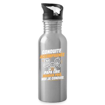 Conduite Accompagnée: Cri et Prière - Gourde avec paille intégrée - argent clair - Droite