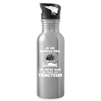 T-shirt Tracteur Agricole pour Passionné - Gourde avec paille intégrée - argent clair - Droite