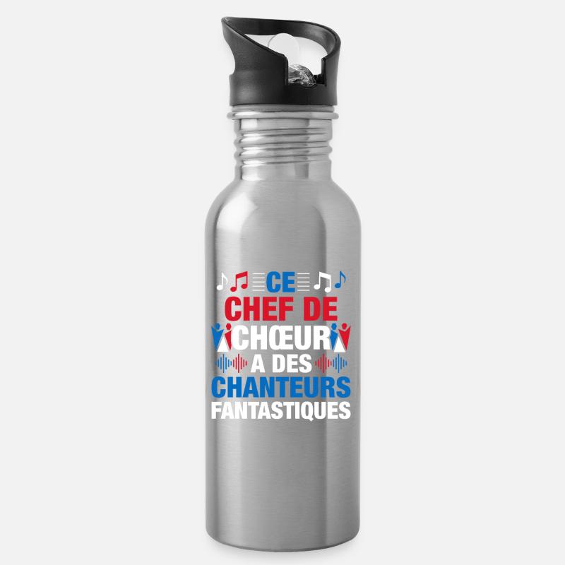 Chef de Chœur Chanteurs Fantastiques - Gourde avec paille intégrée - argent clair