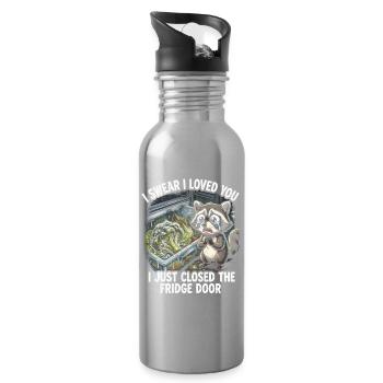 ADHS Waschbär Gemüsefach Kühlschrank Lustig - Trinkflasche mit integriertem Trinkhalm - Lightsilver - Rechts