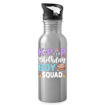 K-Pop Birthday Boy Squad - Water bottle with straw - silver - Right