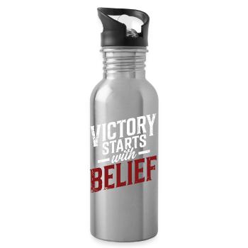 Victory Starts with Belief - Water bottle with straw - silver - Right
