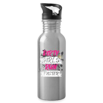 Dirty girls run faster Schlammlauf Mud Run - Water bottle with straw - silver - Right