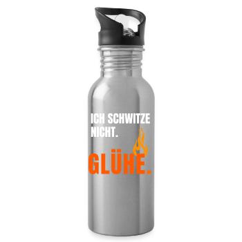 Ich Glühe Schon - Trinkflasche mit integriertem Trinkhalm - Lightsilver - Rechts