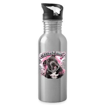 American Bully Funny Dog Streetwear Design - Gourde avec paille intégrée - argent clair - Droite