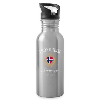 Trondheim Norway Coat of Arms Crown – Travel Souvenir - Water bottle with straw - silver - Right
