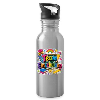 Schulkind 2026 Einschulung 2026 Schulanfang - Trinkflasche mit integriertem Trinkhalm - Lightsilver - Rechts