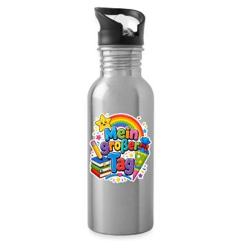 Schulkind 2026 Einschulung 2026 Schulanfang - Trinkflasche mit integriertem Trinkhalm - Lightsilver - Rechts