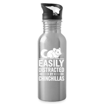 Chinchilla Sprüche Lustiges Chinchillas Geschenk - Trinkflasche mit integriertem Trinkhalm - Lightsilver - Rechts