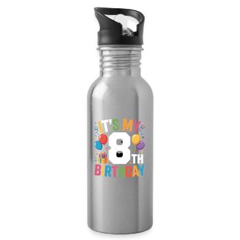 8th birthday - Trinkflasche mit integriertem Trinkhalm - Lightsilver - Rechts