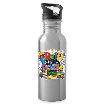 Schulkind 2026 Einschulung 2026 Schulanfang - Trinkflasche mit integriertem Trinkhalm - Lightsilver - Rechts