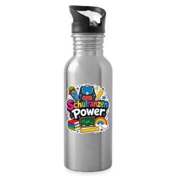 Schulkind 2026 Einschulung 2026 Schulanfang - Trinkflasche mit integriertem Trinkhalm - Lightsilver - Rechts
