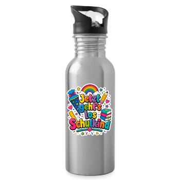 Schulkind 2026 Einschulung 2026 Schulanfang - Trinkflasche mit integriertem Trinkhalm - Lightsilver - Rechts